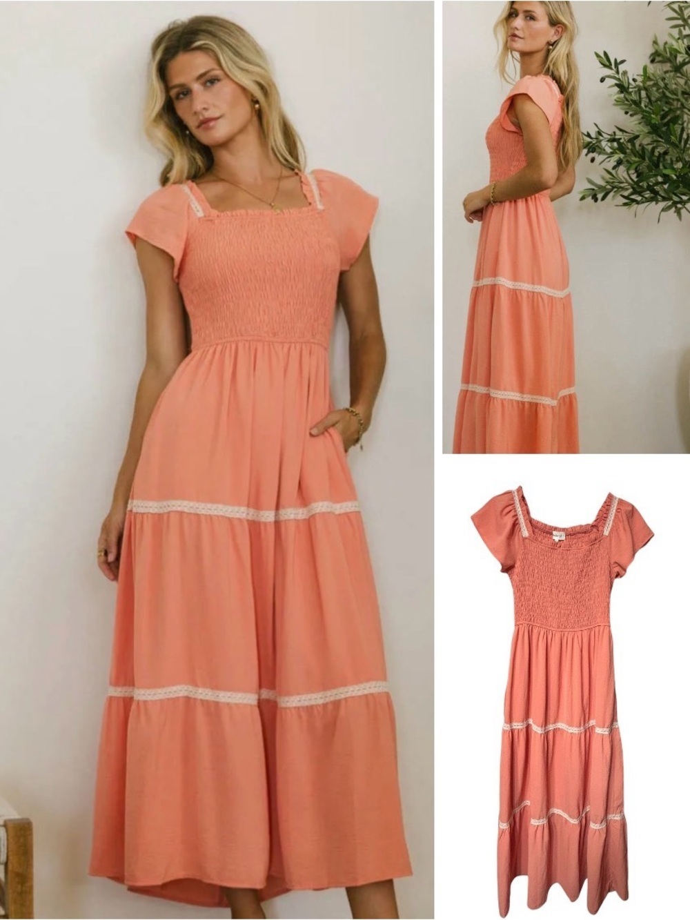 Bohme joy lace tiered maxi dress